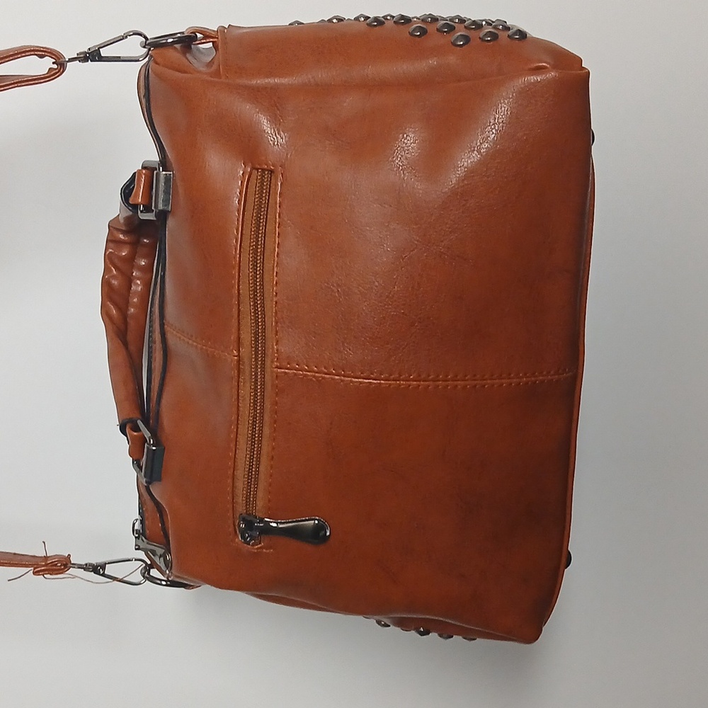FashionAccessories Ladys Collection Carmel Brown Vegan Leather Shoulder Bag EUC - Picture 10 of 16